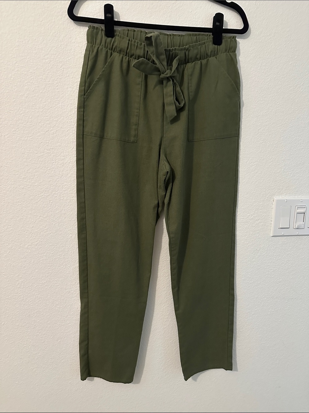 Women's Sz Large Olive Drawstring Waist Casual Pants